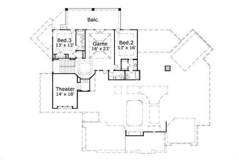 Floor Plan Second Story of Mediterranean Plan #156-2079