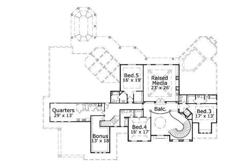 Floor Plan Second Story of Luxury Plan #156-2080