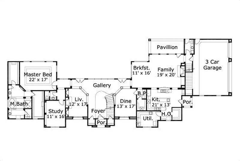 Floor Plan First Story of Plan #156-2083