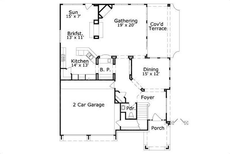 Floor Plan First Story of Traditional Plan #156-2085