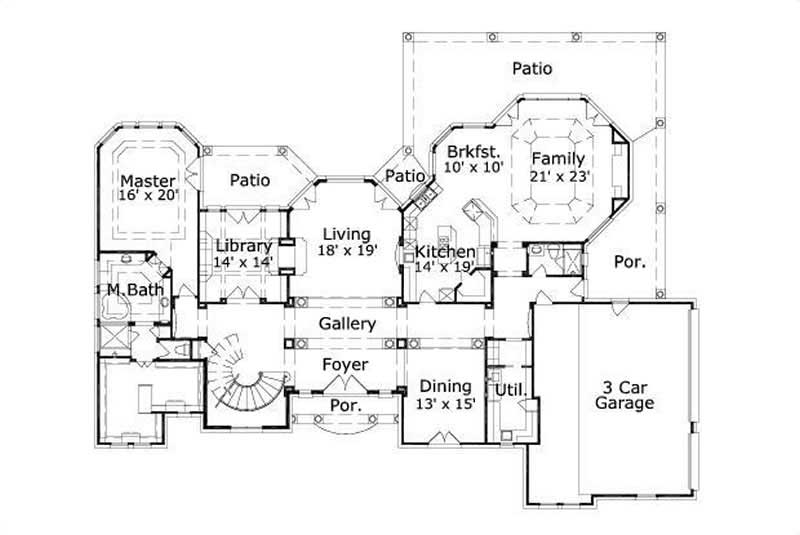 Floor Plan First Story of Luxury Plan #156-2086