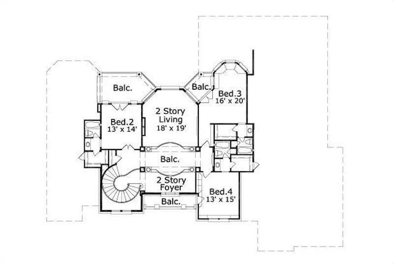Floor Plan Second Story of Luxury Plan #156-2086