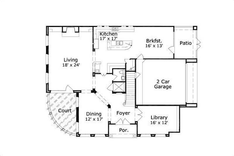 Floor Plan First Story of Mediterranean Plan #156-2088