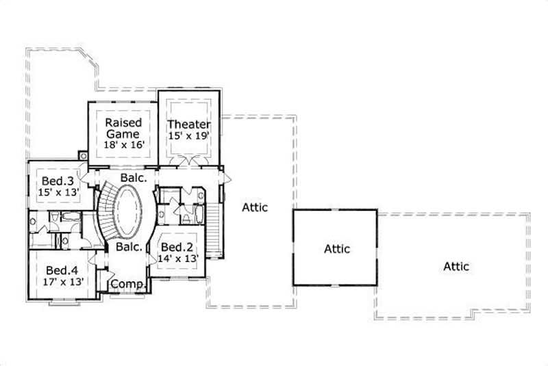 Floor Plan Second Story of Country Plan #156-2091