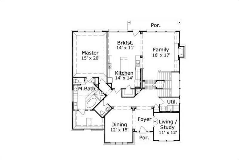 Floor Plan First Story of Luxury Plan #156-2092