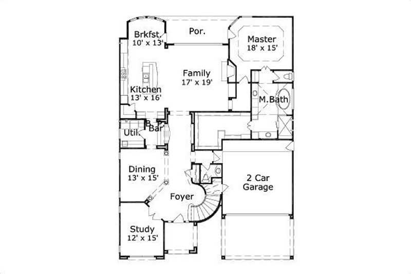 Floor Plan First Story of Plan #156-2093