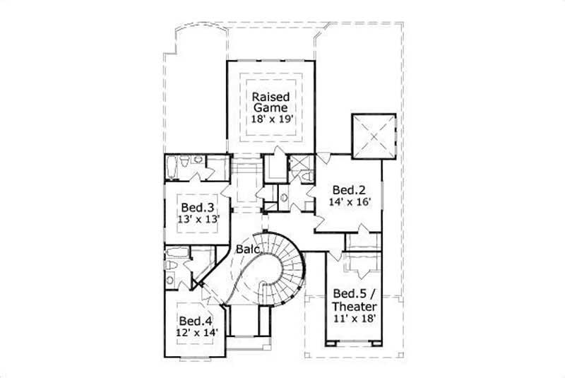 Floor Plan Second Story of Plan #156-2093