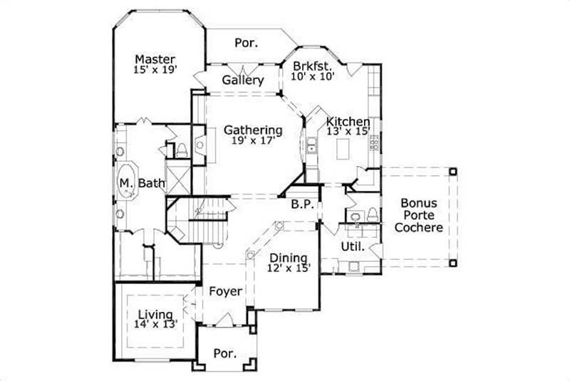 Floor Plan First Story of French Plan #156-2094