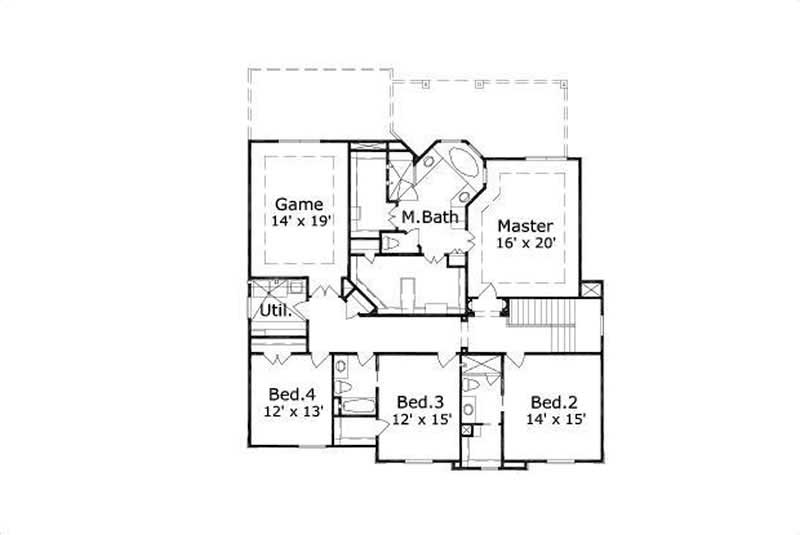 Floor Plan Second Story of Luxury Plan #156-2095
