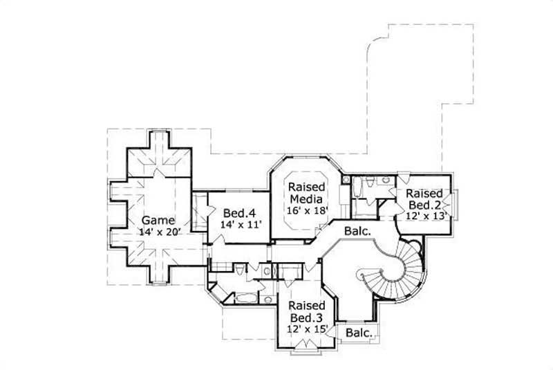 Floor Plan Second Story of Luxury Plan #156-2096