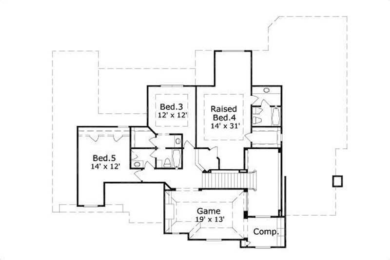 Floor Plan Second Story of Luxury Plan #156-2098