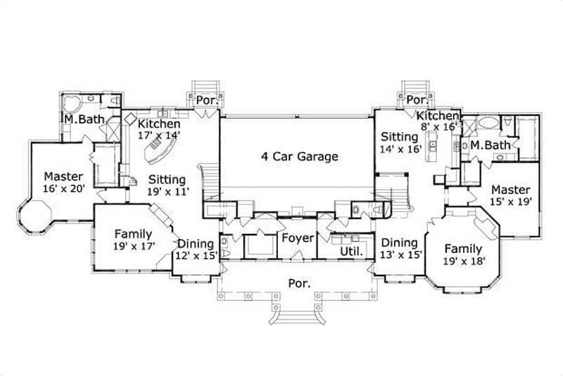 Floor Plan First Story of Country Plan #156-2100