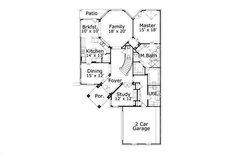 Floor Plan First Story of Traditional Plan #156-2102