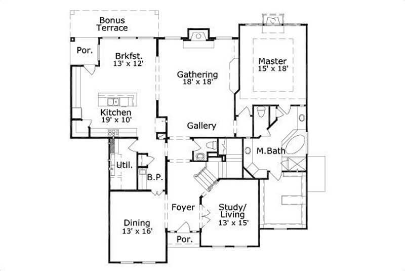 Floor Plan First Story of Luxury Plan #156-2103