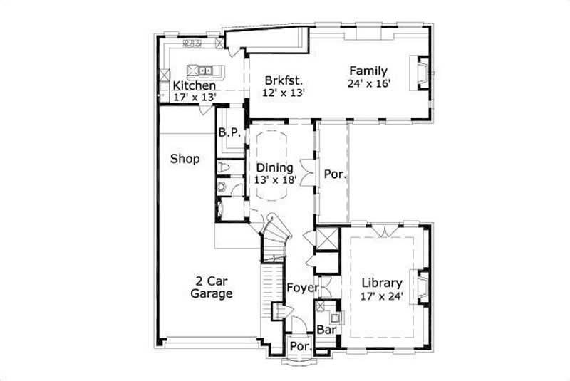 Floor Plan First Story of Luxury Plan #156-2104