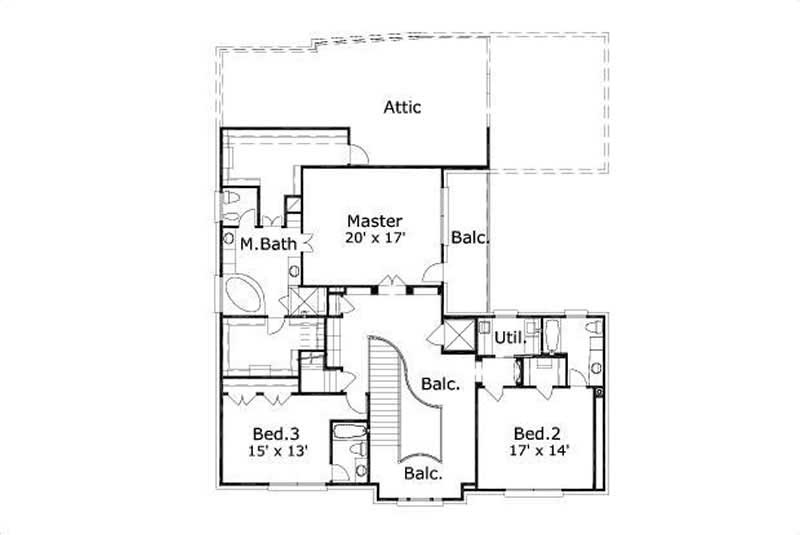 Floor Plan Second Story of Luxury Plan #156-2104