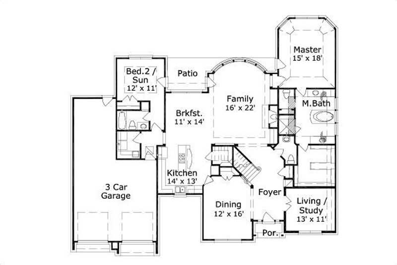 Floor Plan First Story of Luxury Plan #156-2105