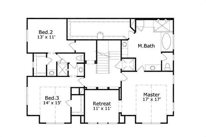 Floor Plan Second Story of Multi-Unit Plan #156-2107