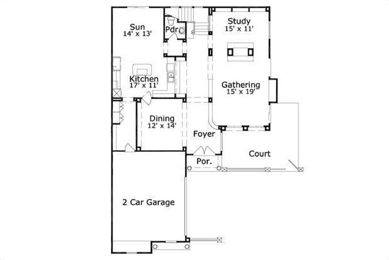 Floor Plan First Story of Country Plan #156-2108