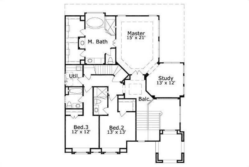 Floor Plan Second Story of Plan #156-2111