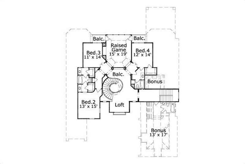 Floor Plan Second Story of French Plan #156-2113