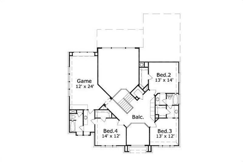 Floor Plan Second Story of Luxury Plan #156-2116