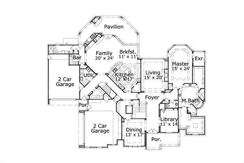 Floor Plan First Story of Luxury Plan #156-2117