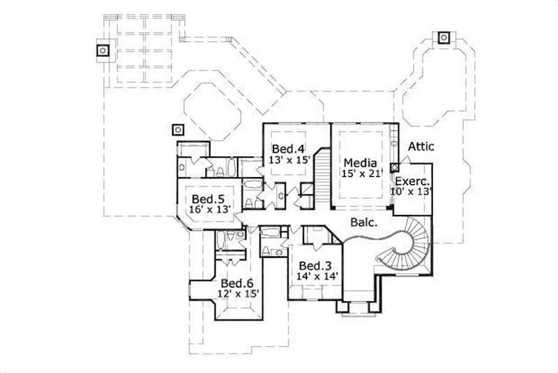Floor Plan Second Story of Country Plan #156-2118