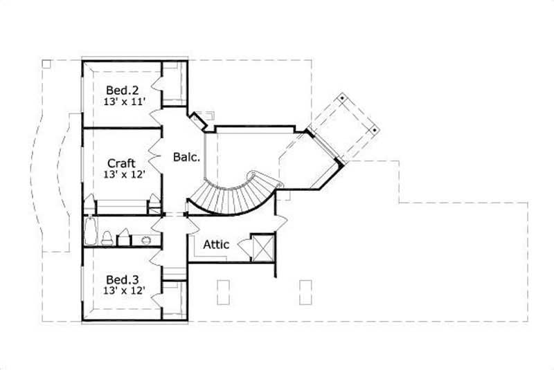 Floor Plan Second Story of Traditional Plan #156-2122