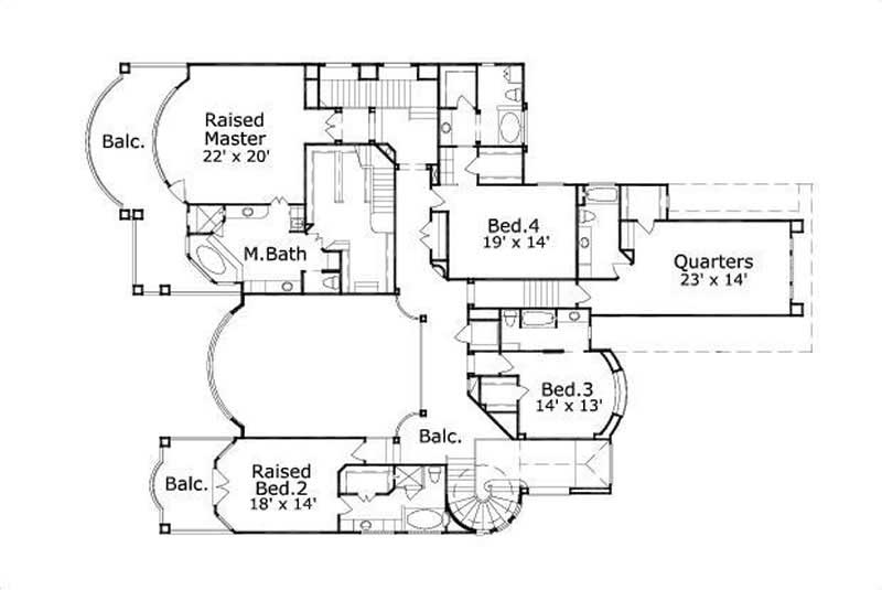 Floor Plan Second Story of Luxury Plan #156-2124