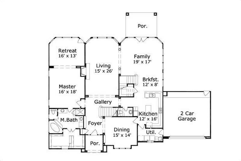 Floor Plan First Story of Luxury Plan #156-2128