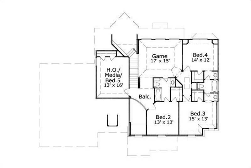 Floor Plan Second Story of Country Plan #156-2132