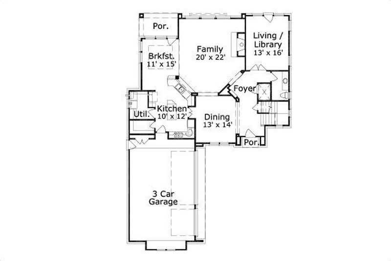 Floor Plan Second Story of French Plan #156-2133
