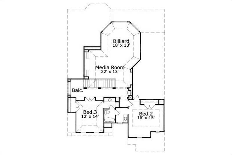 Floor Plan Second Story of Country Plan #156-2134