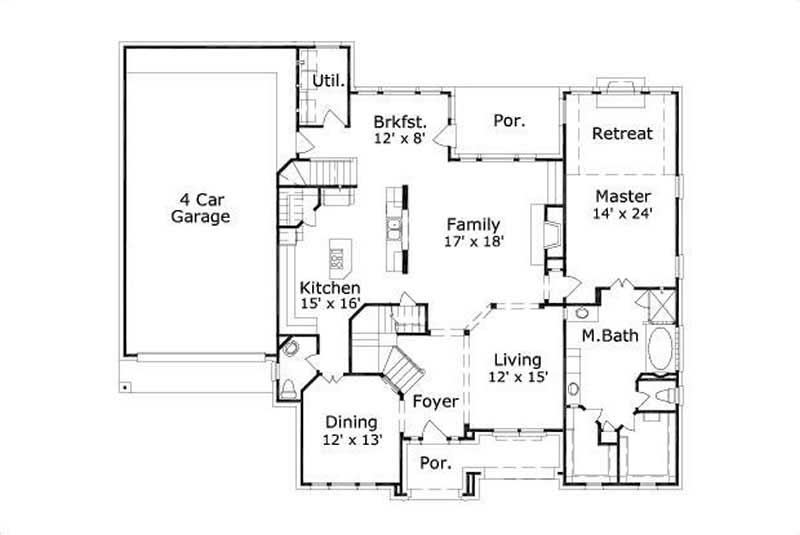 Floor Plan First Story of Luxury Plan #156-2135