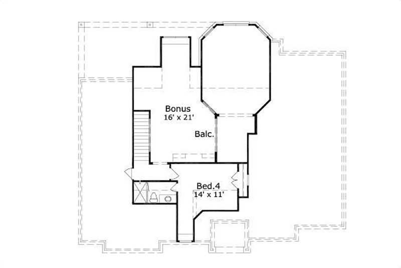 Floor Plan Second Story of Traditional Plan #156-2137
