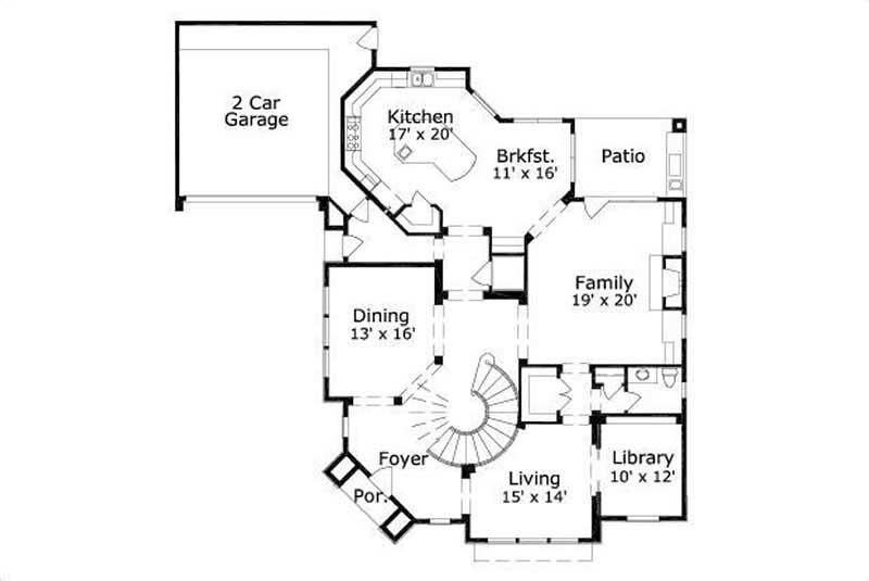 Floor Plan First Story of Mediterranean Plan #156-2141
