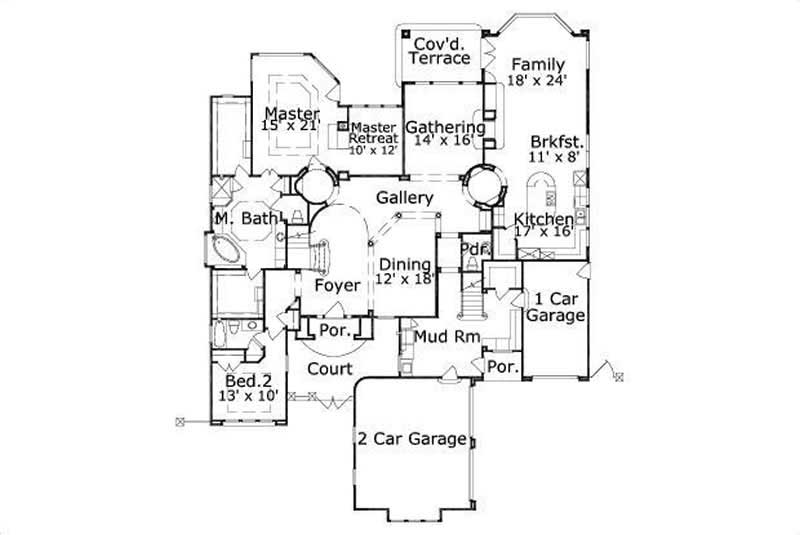 Floor Plan First Story of Luxury Plan #156-2142