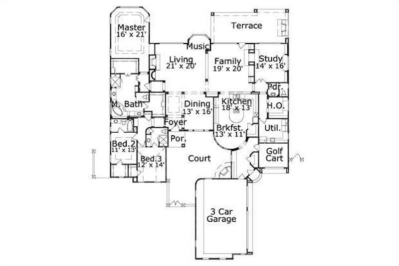 Floor Plan First Story of Country Plan #156-2143