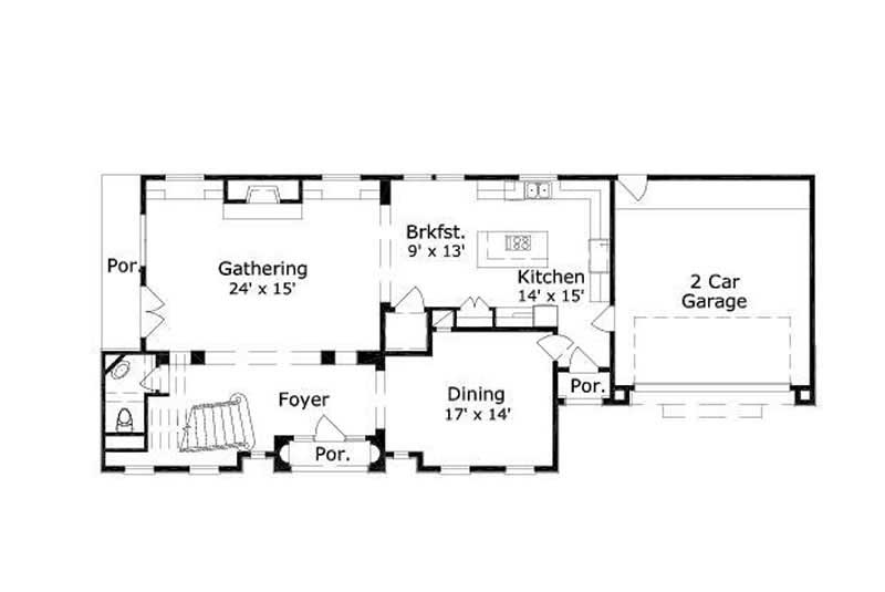 Floor Plan First Story of Spanish Plan #156-2147