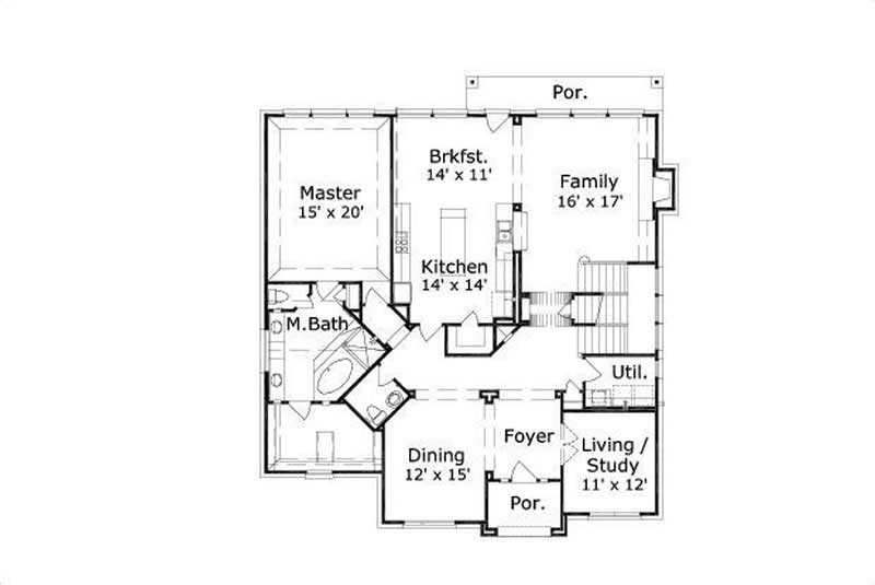 Floor Plan First Story of Luxury Plan #156-2148