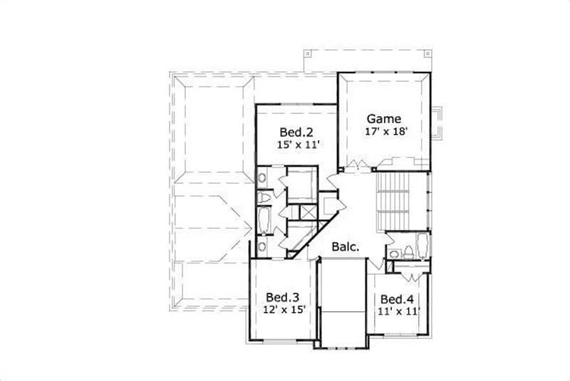 Floor Plan Second Story of Luxury Plan #156-2148