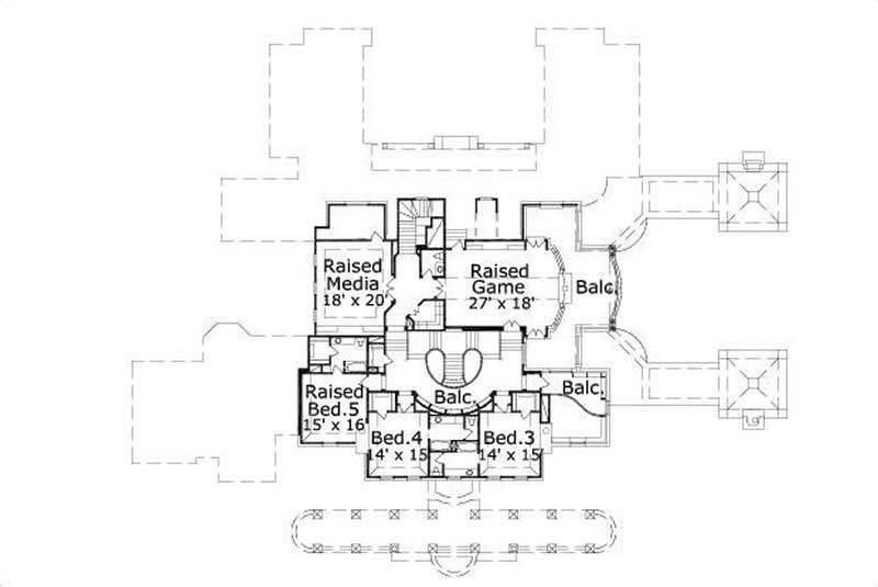 Floor Plan Second Story of Luxury Plan #156-2150