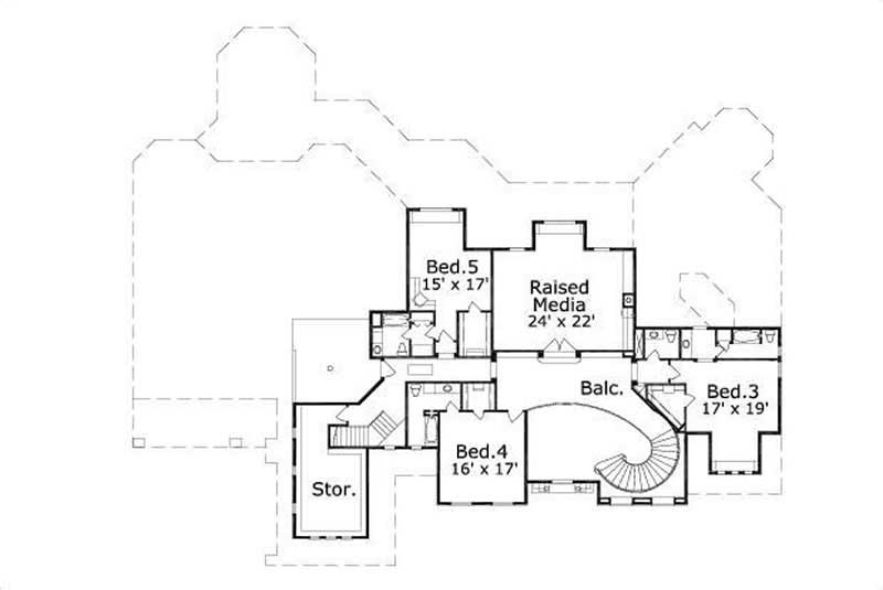 Floor Plan Second Story of Luxury Plan #156-2152