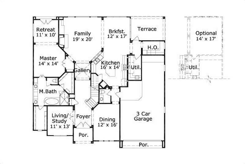 Floor Plan Second Story of Mediterranean Plan #156-2157