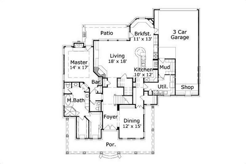 Floor Plan First Story of Luxury Plan #156-2161