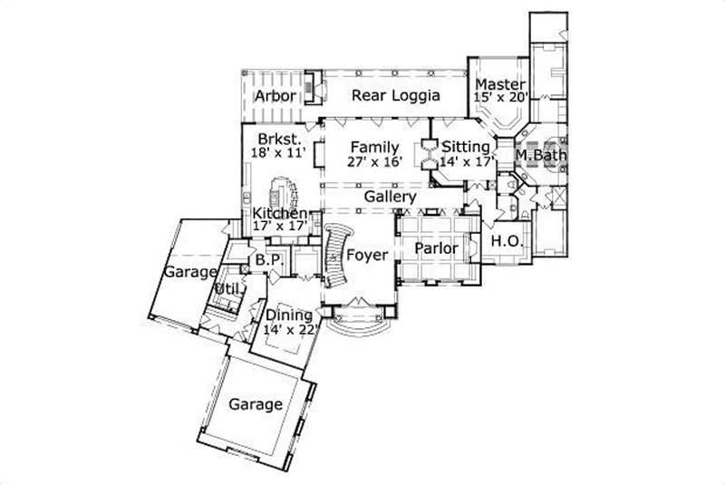 Floor Plan First Story of French Plan #156-2167