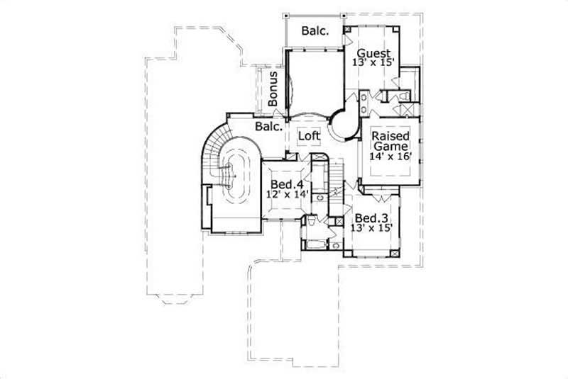 Floor Plan Second Story of Luxury Plan #156-2168