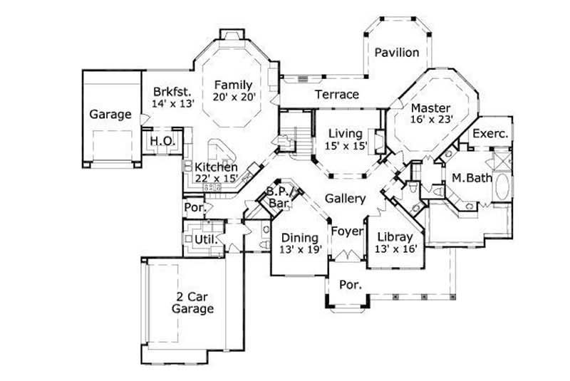 Floor Plan First Story of Luxury Plan #156-2169