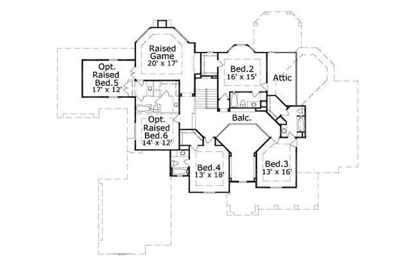 Floor Plan Second Story of Luxury Plan #156-2169